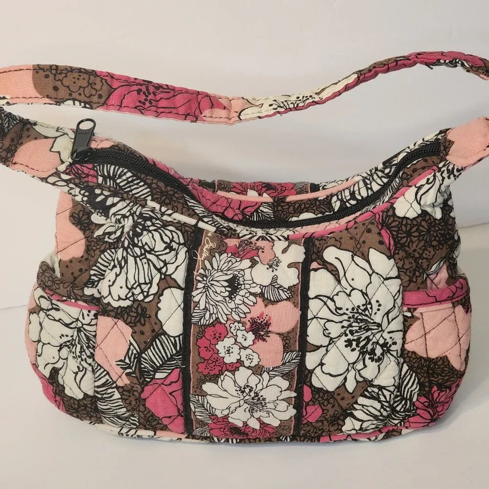 Floral Pink Brown & White Vera Bradley Bag - Picture 5 of 8